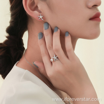 Tennis Bracelet Ring Earrings Jewelry Set For Women